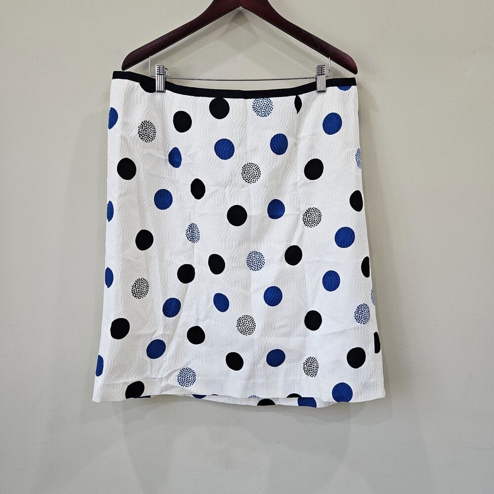 Talbots Women's Jacquard Polka Dot Pencil Skirt White Black Cotton Summer Retro